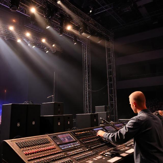 Professional event sound system on stage